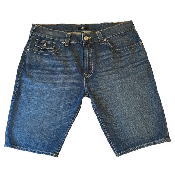 New True Religion Men‎ Geno Cutoff Super T relaxed Slim Denim Jeans Shorts 38×12 - Picture 1 of 7